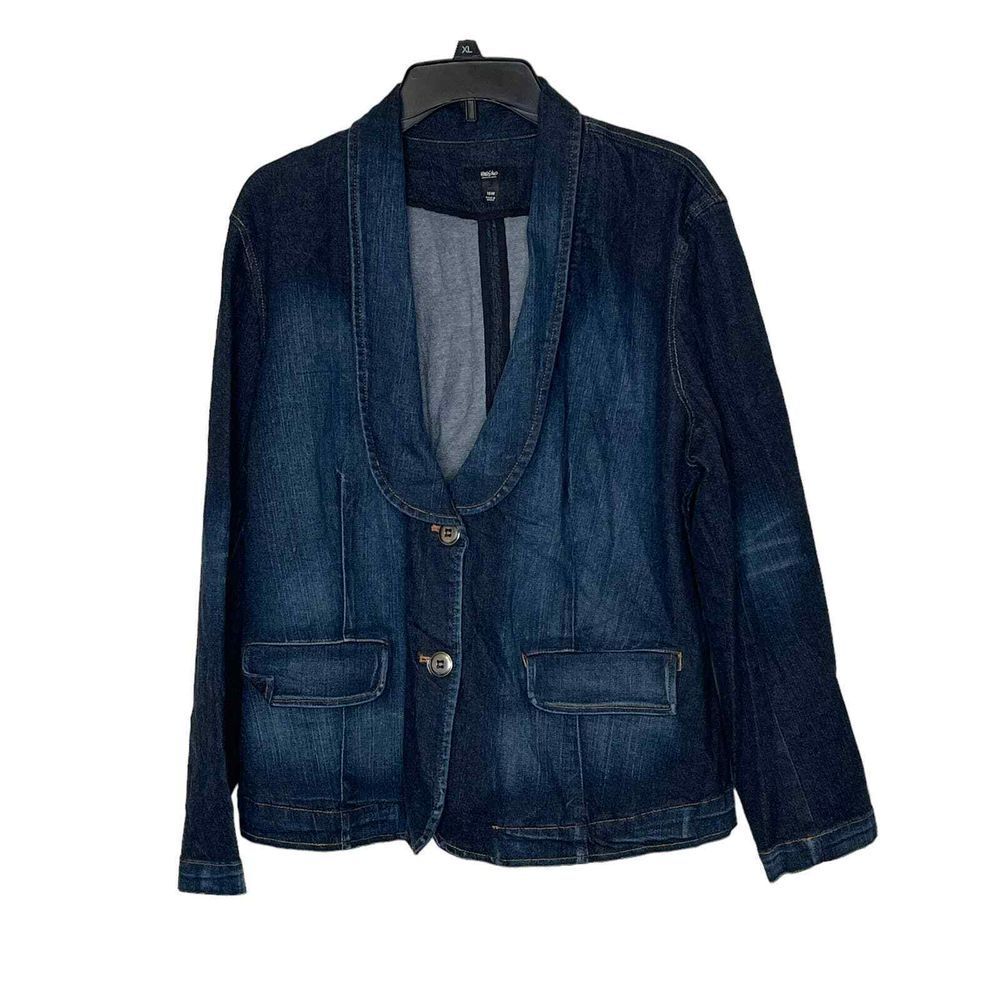 Mossimo Plus Size Shawl Lapel Denim Jacket Women 16W Single Breast‎ Flap Pockets